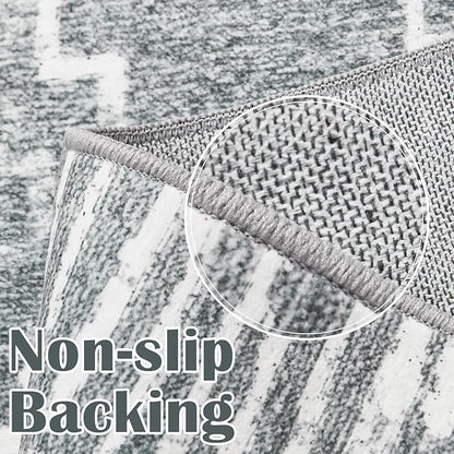 jinchan Moroccan Runner Rug 2x10 for Hallway - Bohemian Kitchen Machine Washable Runner Rug Modern Soft Ultra-Thin Low-Pile Non-Slip Carpet for Entryway Laundry Room Farmhouse (2x10ft, Dark Grey)