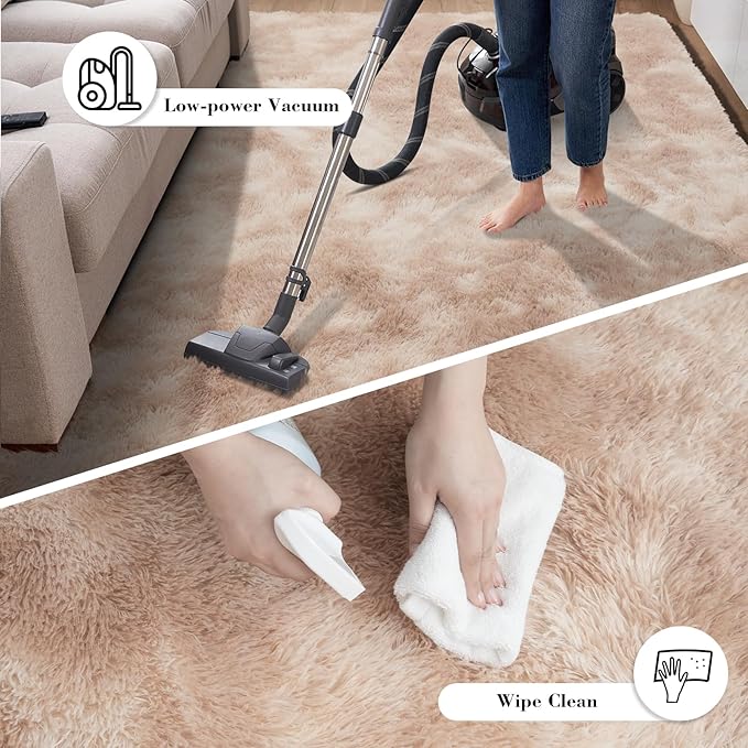 Fluffy Rug Shaggy Area Rug, Mottling Beige 6x9 Area Rugs for Living Room, Large Shag Area Rugs for Bedroom Kids Room Home Decor, Upgrade Anti-Skid Rectangular Fuzzy Rugs