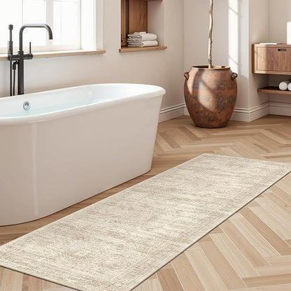 Runner Rug 2'x6' Washable Non-Slip Runner Rugs for Kitchen Bathroom Laundry Room Beige Vintage Floor Carpet Runners for Hallway Entryway