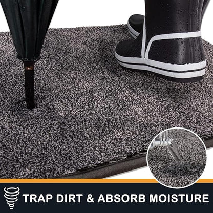 PURRUGS Dirt Trapping Door Mat 20" x 31.5", Non-Slip Machine Washable Entry Rug, Shoe Scraper, Dog Doormat, Super Absorbent Welcome Mat for Front & Back Door, Muddy Shoes & Paws, Light Grey-Dark Grey