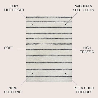 JONATHAN Y Williamsburg Minimalist Stripe Cream/Black Indoor Area Rug, 4x6, Contemporary, Modern, Easy-Cleaning for Living Room, Bedroom, Kitchen, Pet Friendly, Non-Shedding (MOH201D-4)