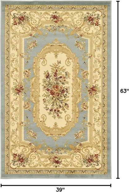 Rugs.com Chateau Collection Rug – 3' x 5' Light Blue Medium Rug Perfect for Entryways, Kitchens, Breakfast Nooks, Accent Pieces