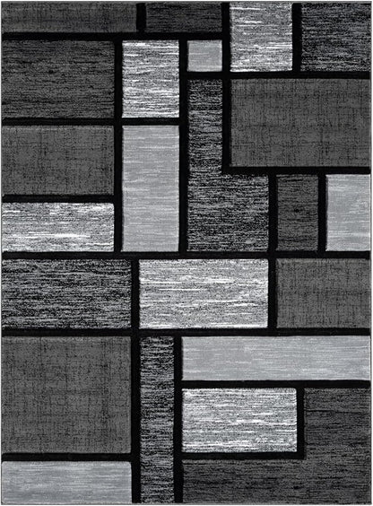 Area Rug Modern 4x5 Grey Geometry Soft Hand Carved Contemporary Floor Carpet Fluffy Texture for Indoor Living Dining Room and Bedroom Area