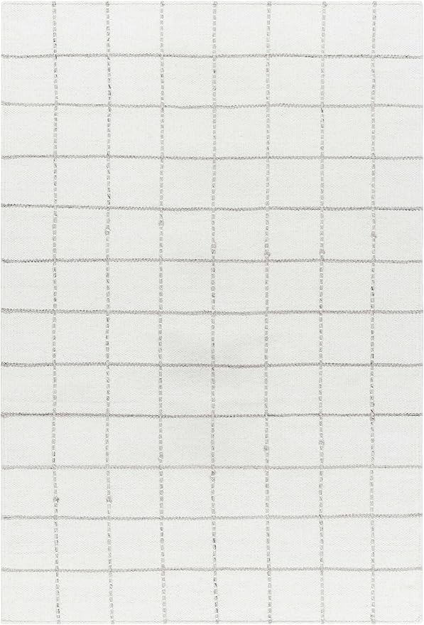 Mark&Day Wool Rugs, 8x10 Ishaq Cottage Off-White Area Rug, White Silver Carpet for Living Room, Bedroom or Kitchen (8' x 10')