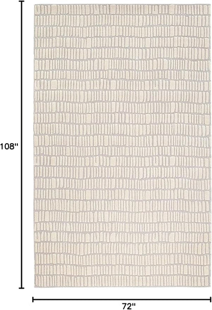 Dash and Albert Roark Wool Area Rug - 6' x 9' Ivory Geometric Hand Tufted Accent Rug - Durable, High Traffic Areas Hallway, Living Room, Stairs - Premium Luxury Hotel Quality Soft Breathable