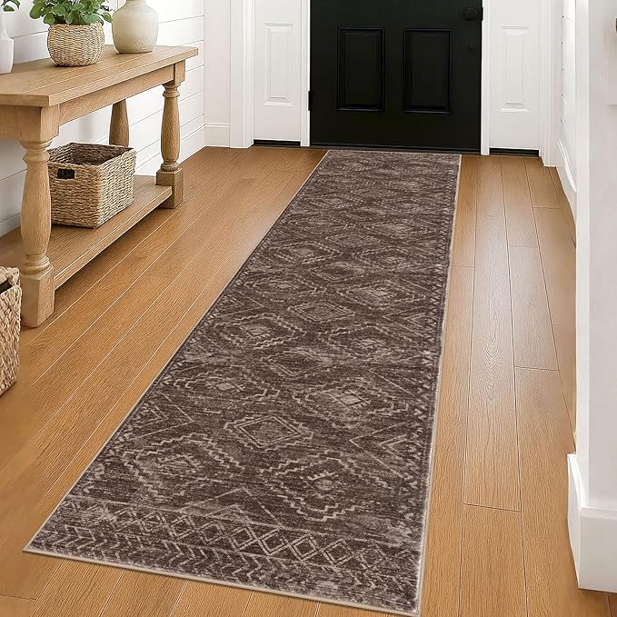 KILOCOCO Hallway Runner Rug 2'x8' Runners for Hallways Washable Runner Rug Non Slip Laundry Room Rug Low-Pile Rug Runner for Bedroom Kitchen Living Room Boho Rug, Rust Red