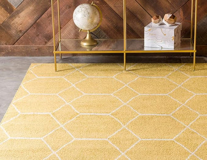 Unique Loom Trellis Frieze Collection Area Rug - Geometric (8' x 11', Yellow/ Ivory)