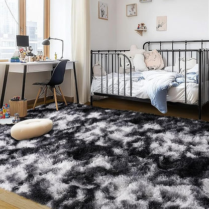 Fluffy Rug for Living Room Shaggy Area Rugs High Pile Fuzzy Rug Non-Slip Indoor Floor Carpet Plush Area Rugs for Living Room White 8x10