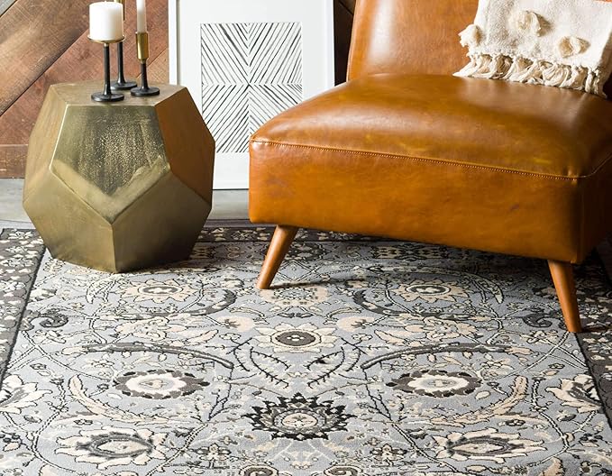 Unique Loom Espahan Collection Area Rug - Cape Cod (9' 10" x 13' 1" Rectangle, Dark Gray/ Black)