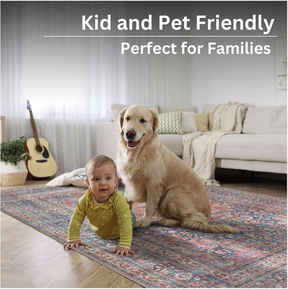 Bloom Rugs Washable Non-Slip 8' x 10' Rug - Multicolor Traditional Medallion Area Rug for Living Room, Bedroom, Dining Room, and Kitchen - Exact Size: 8' x 10'
