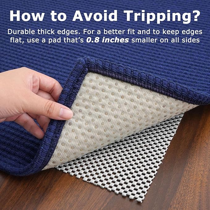 KOZYFLY Rugs for Entryway 3x5 ft Washable Area Rug Non Slip Rubber Backed Entry Rug Woven Indoor Door Mat Cotton Kitchen Rugs Floor Carpet for Entryway, Foyer, Backdoor, Royal Blue/Navy