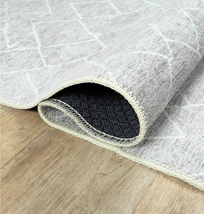 Bloom Rugs Washable Non-Slip 9' x 12' Rug - Gray/Pebble Striped Area Rug for Living Room, Bedroom, Dining Room, and Kitchen - Exact Size: 9' x 12'