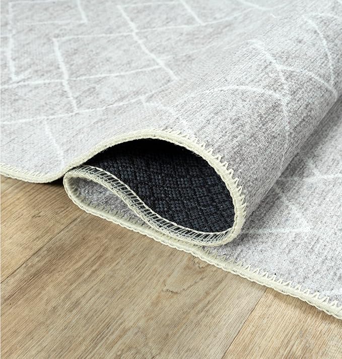 Bloom Rugs Washable Non-Slip 3' x 5' Rug - Gray/Pebble Striped Area Rug for Living Room, Bedroom, Dining Room, and Kitchen - Exact Size: 3' x 5'