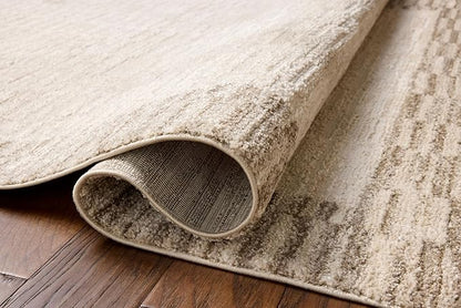 Loloi Chris Loves Julia Calvin Collection CLV-04 Ivory/Pebble 2'-7" x 7'-6" Runner Rug Checkered Neutral Soft Living Room Bedroom Carpet