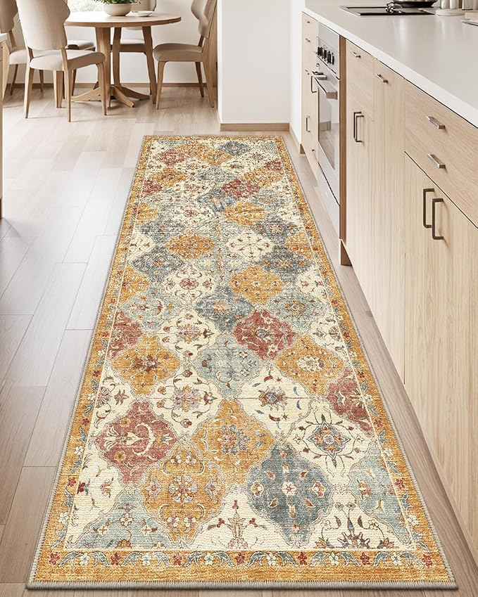 LUMI Washable Kitchen Rug 2x6 for Floor, Non Slip Runner Rugs with Rubber Backing, Low Pile Comfort Area Carpet for Standing, Living Room, Entryway, Laundry, Hallways