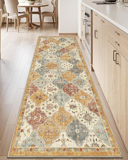 LUMI Washable Kitchen Rug 2x6 for Floor, Non Slip Runner Rugs with Rubber Backing, Low Pile Comfort Area Carpet for Standing, Living Room, Entryway, Laundry, Hallways