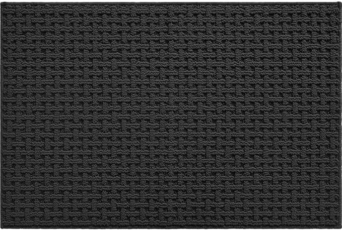 DEXI Front Entryway Door Mat Non Slip 17x30, Washable Entry Way Mats Inside Entrance Low Profile, Welcome Doormat Dirt Trapper for House Floor Home Porter Hall Backdoor Area, Dark Grey