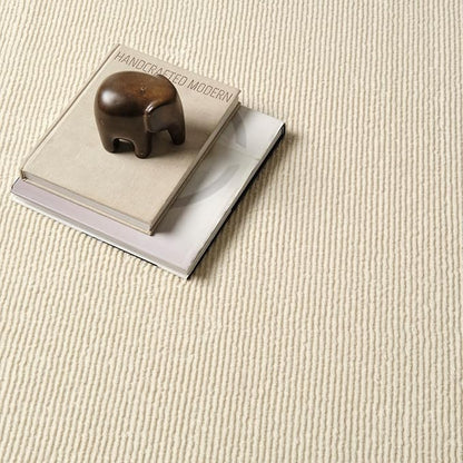 Revival Rugs Stripe 6'7"x9' Washable Area Rug for Living Room Bedroom - 100% Recycled Oeko-TEX Certified, Medium Pile, Beige, Cream