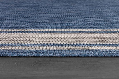 Beverly Rug Outdoor Rug 5x7 Modern Bordered Area Rugs for Indoor and Outdoor Patio Deck Porch Garden Waterproof Weather Sun Resistant Washable Outside Carpet (5 x 7 Navy)