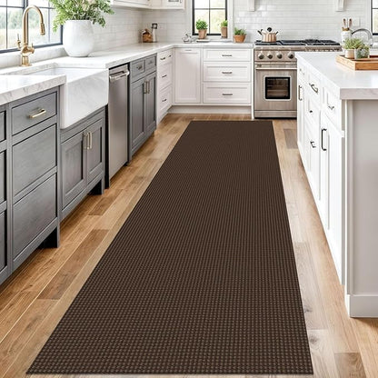 Braided Runner Rug 3x12 Ft Washable Runners for Hallways Non Slip Rubber Backed Kitchen Runners Cotton Long Entryway Runner Indoor, Woven Carpet for Hall Kitchen Entryway, Brown