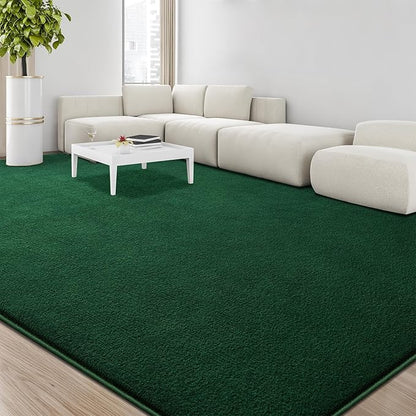 Large Area Rugs for Living Room Bedroom, 5x8 Feet Dark Green Rug, Minimalist Modern Shag Rug, Soft Thick Memory Foam Indoor Carpet, Non-Slip Washable Rug for Boys Girls Dorm Nursery Room Home Decor