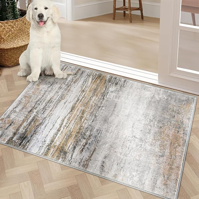 COMSLE Door Mat Soft Absorbent Indoor Front Entryway Rug Machine Washable Entrance Mats for Muddy Paws Non Slip Throw Rugs 24" x 36" Doormat for Inside Foyer Bedroom - Yellow