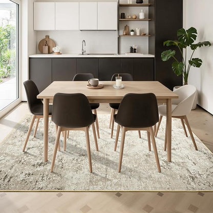 Toneed Abstract Area Rug Modern Washable Rug Soft Non Slip Rug Low Pile for Bedroom Living Room Dining Room Beige 5x7 Feet