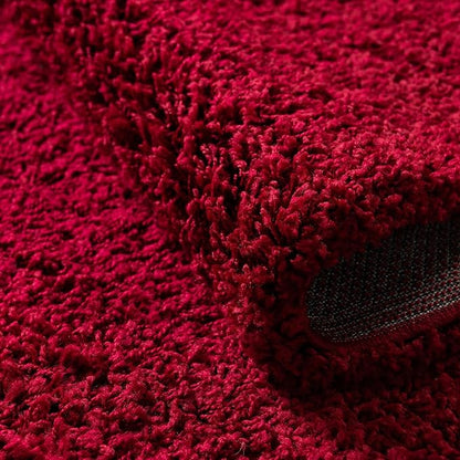 Unique Loom Solid Shag Collection Area Rug (5' 1" x 8' Oval, Cherry Red)