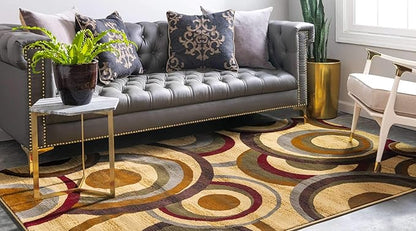 Unique Loom Barista Collection Area Rug - Kona (7' 10" x 10' Rectangle, Beige/ Black)