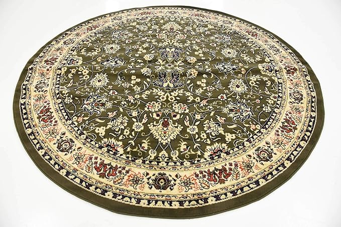 Unique Loom Sialk Hill Collection Area Rug - Washington (7' 10" Round Green/Hunter Green)