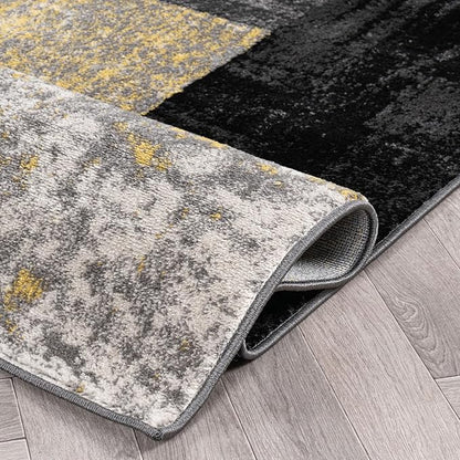 Rugshop Contemporary Circle Design Area Rug, Carpet with Jute Backing for Living Room, Bedroom, or Dining Room, Yellow, 5'3" x 7'3"
