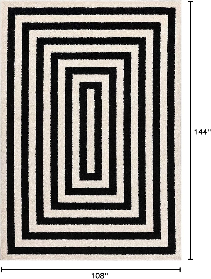 Abani Casa CAS120A Contemporary Black and Ivory Rectangular Area Rug