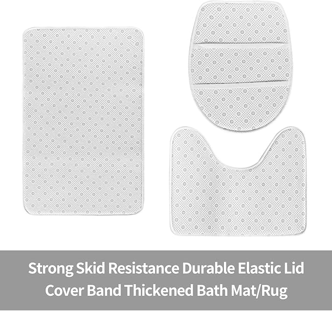 3 Piece Wooden Chevron Pattern Panel Bathroom Rugs Set, Non-Slip Absorbent Microfiber Bath Mat Set with U-Shaped Toilet Mat for Bathroom Tub Shower