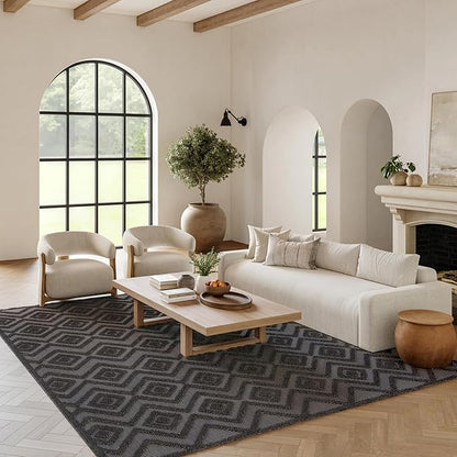 Nourison Home Versatile Charcoal Black 6' x 9' Area Rug - Easy Clean, Non Shedding, Bed Room, Living Room, Dining Room, Kitchen (6' x 9')