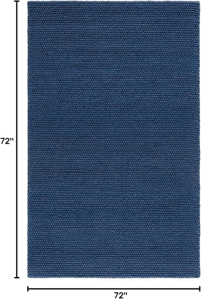 SAFAVIEH Natura Collection Area Rug - 6' Square, Navy & Blue, Handmade Wool Blend, Textured Design, Ideal for Living Room, Bedroom, Dining Space (NAT620M)