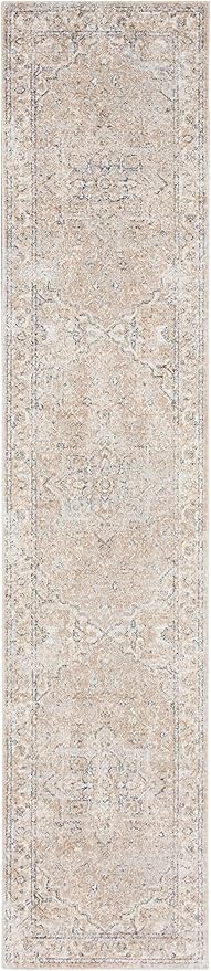 Nourison Home Astra Machine Washable Beige 2' x 6' Area Rug - Easy Clean, Non Shedding, Bed Room, Living Room, Dining Room, Kitchen (6' Runner)