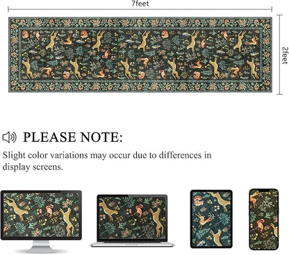 DUKINO Runner Rug, 2x7 Washable Kitchen Rugs for Hallways with Non Slip Backing, Soft Low Pile Vintage Animal Runner for Kitchen, Hallway, Entryway, Laundry, Bedroom, Black