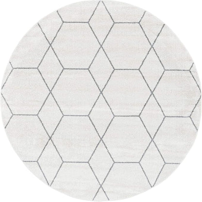 Unique Loom Trellis Frieze Collection Area Rug - Geometric (7' Round, Ivory/ Gray)