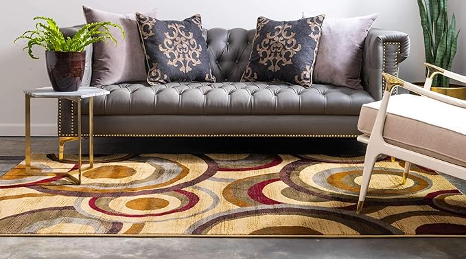 Unique Loom Barista Collection Area Rug - Kona (4' 1" x 6' 1" Rectangle, Beige/ Black)