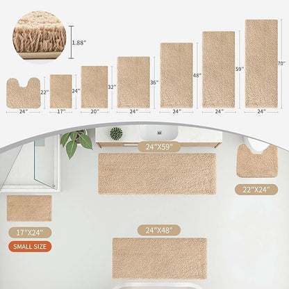 Beige Bathroom Rug 24x36 Non Slip Fluffy Bath Mat for Bathroom Floor Washable Plush Luxury Bath Rug for Tub Soft Shaggy Absorbent Shower Sink Mat