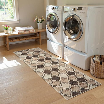 Lahome Moroccan Washable Kitchen Runner Rug - 2x6 Carpet Runners for Hallway 6Ft Non-Slip Throw Soft Laundry Room Print Distressed Modern Rug Runner for Bathroom Bedroom Entryway Living Room