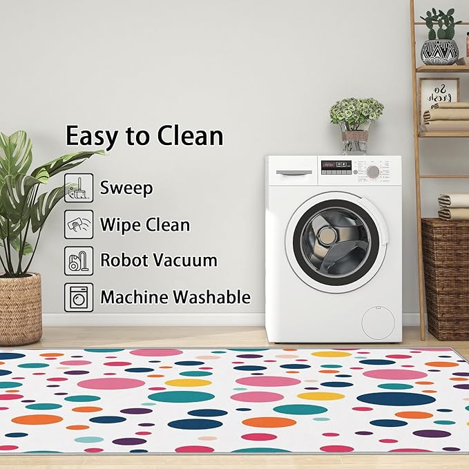 Polka Dots Rugs for Kids Room - 6x9 ft, Polka Dot Rug, Colorful Dots Living Room Rug, Multicolor Geometric Washable Area Rugs for Bedroom, Kids Nursery Playroom Home Decor & Gifts