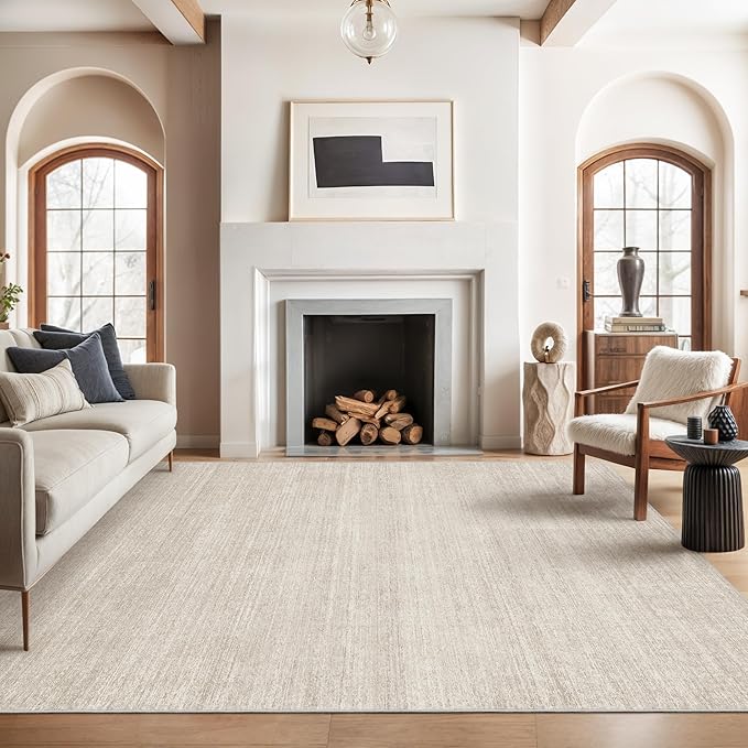 Valenrug Washable Rugs 7x9 - Stain Resistant 7x9 Area Rugs for Living Room, Non Slip Backing Printed Rugs for Bedroom, Folable Machine Washable Area Rug (7'x9', Beige)