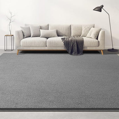 Large Area Rugs for Living Room Bedroom, 4x6 Feet Grey Rug, Minimalist Modern Shag Rug, Soft Thick Comfy Memory Foam Indoor Carpet, Non-Slip Washable Rug for Boys Girls Dorm Nursery Room Home Decor