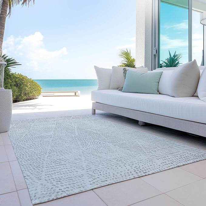 Addison Rugs Chantille ACN591 Silver 8' x 10' Indoor Outdoor Area Rug, Easy Clean, Machine Washable, Non Shedding, Bedroom, Living Room, Dining Room, Kitchen, Patio Rug