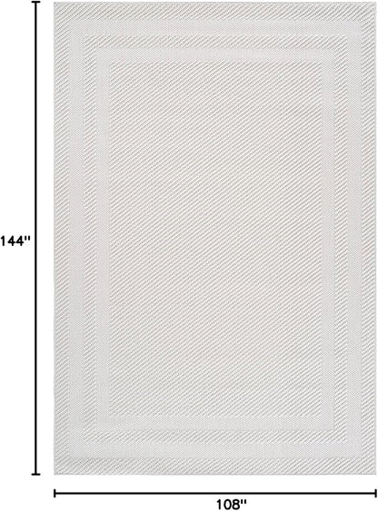 CAMILSON Micro Loop Rug 9x12 Modern Luxury Bordered Large Area Rugs Soft High and Low Pile Stain Resistant Easy-Cleaning Non-Shedding for Living Room Office Indoor Carpet (9 x 12 / White)