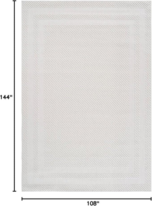 CAMILSON Micro Loop Rug 9x12 Modern Luxury Bordered Large Area Rugs Soft High and Low Pile Stain Resistant Easy-Cleaning Non-Shedding for Living Room Office Indoor Carpet (9 x 12 / White)