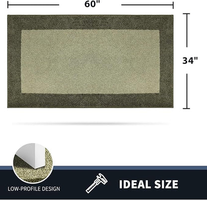 PURRUGS Dirt Trapping Door Mat 34" x 60", Non-Slip/Skid Machine Washable Entryway Rug, Shoes Scraper, Throw Rug, Super Absorbent Area Rug for Muddy Wet Shoes and Paws, Budding Green & Sage Green