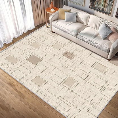 Geometric Rug, Washable 5x8 Rug for Living Room, Modern Abstract Patterned Indoor Carpet, Geometric Decor for Home, Bedroom, Soft Non Slip Thin Design FER59
