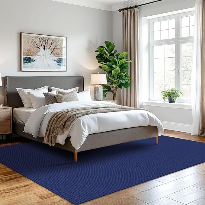 IOHOUZE Washable Area Rug 5x7 Non Slip Rugs for Living Room, Dining Room Rugs Bedroom Rug, Woven Braided Indoor Floor Carpet for Living Room Nursery Office, Royal Blue/Navy